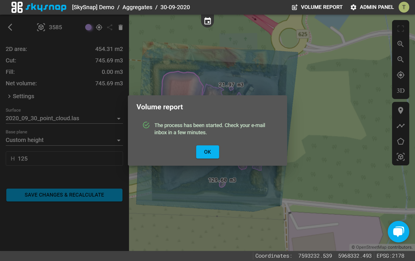 A window appears, informing you that the report generation process has started.