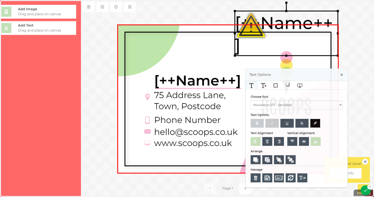A placeholder text field is created