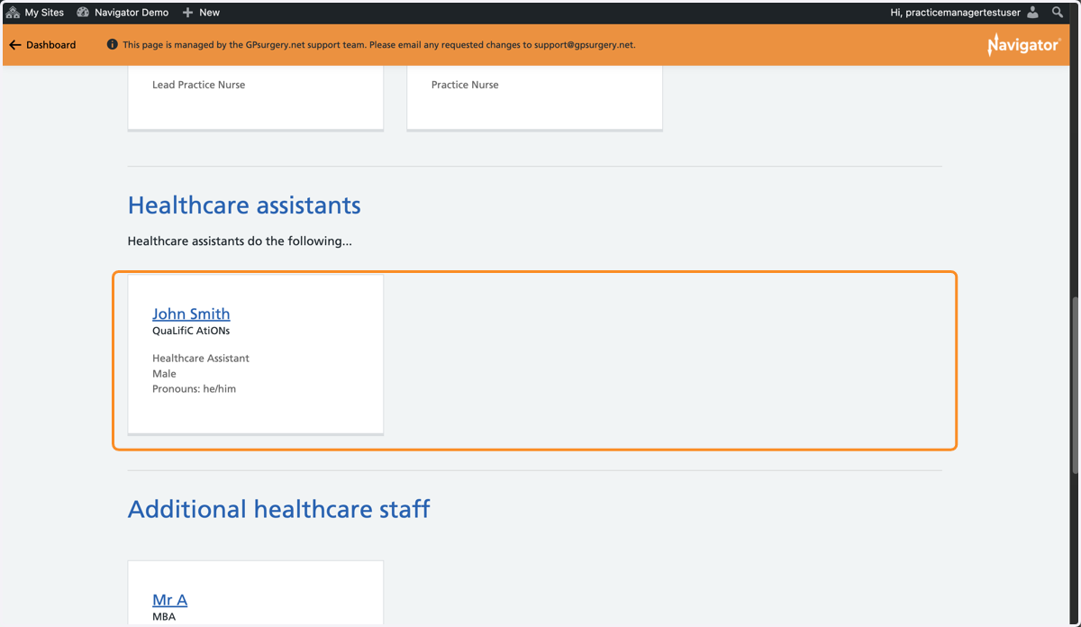 The new Occupation visible on the Team page with a new Team Member in the category.