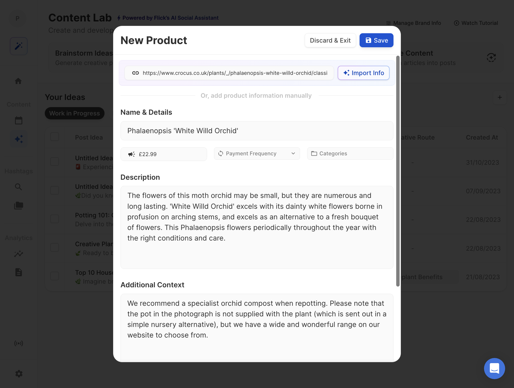 Voila! Save your new product!