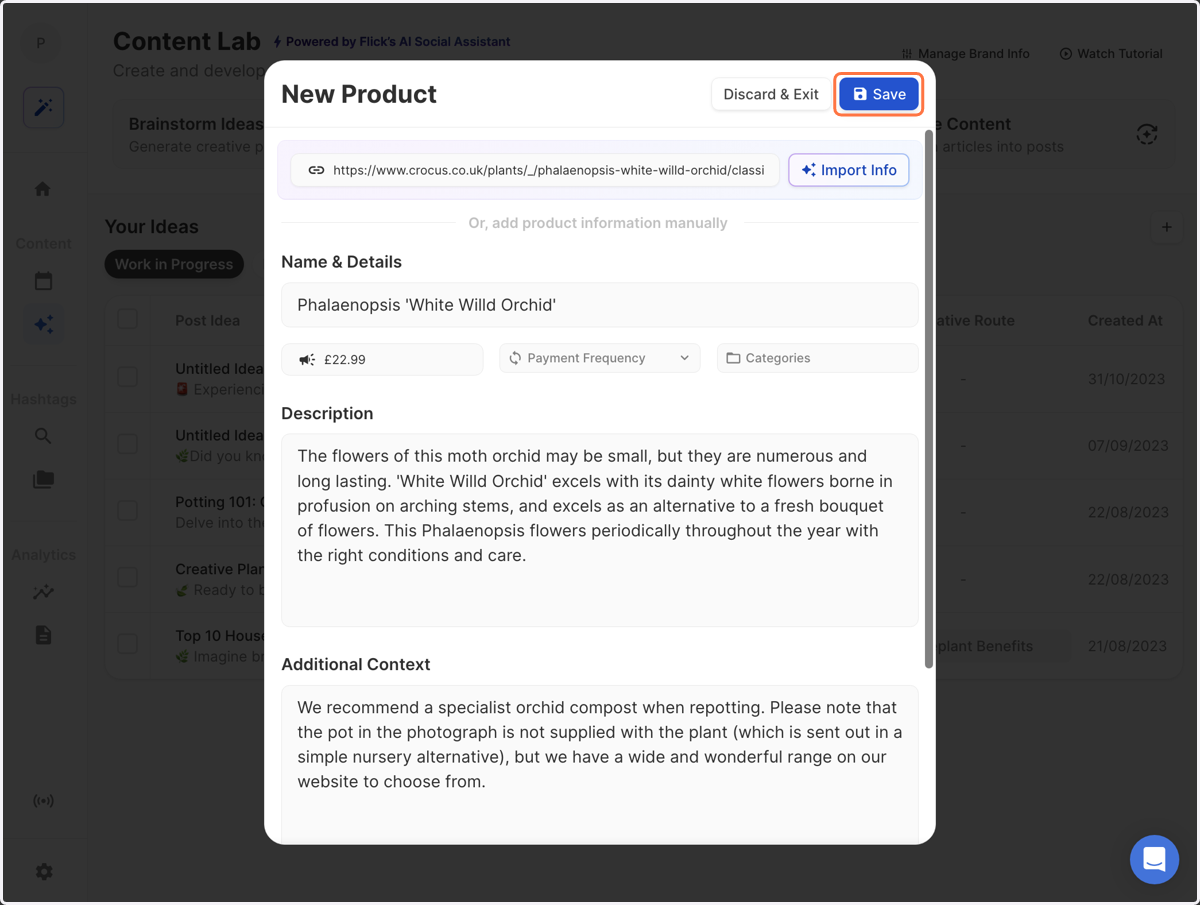 Voila! Save your new product!