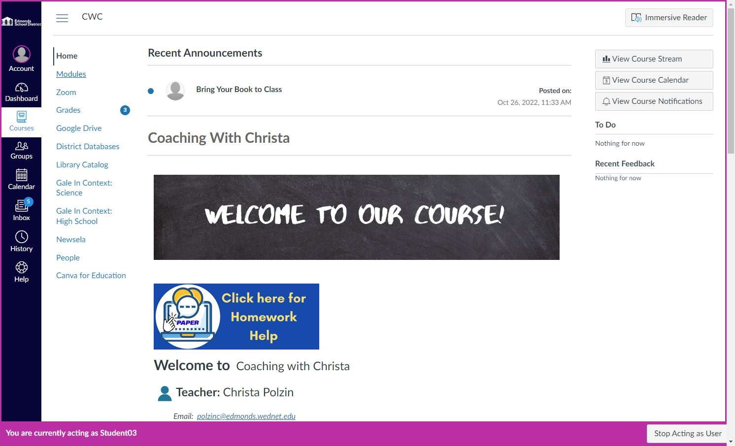 Click on Modules in your Canvas Course