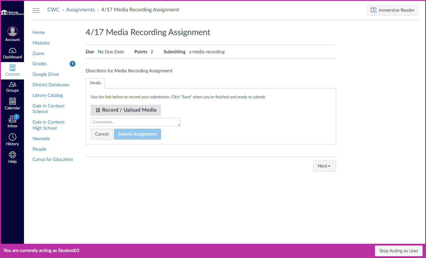 Click on Record / Upload Media