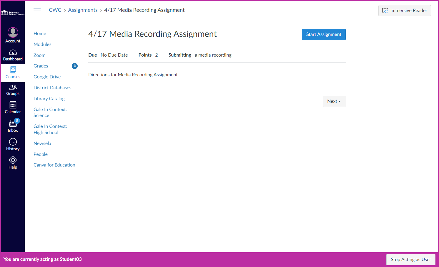Click on Start Assignment
