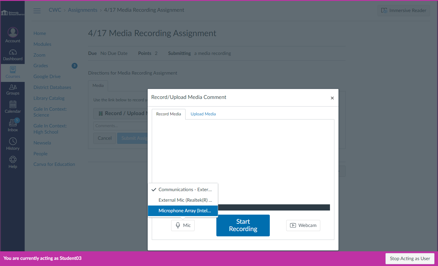 Click on Start Recording