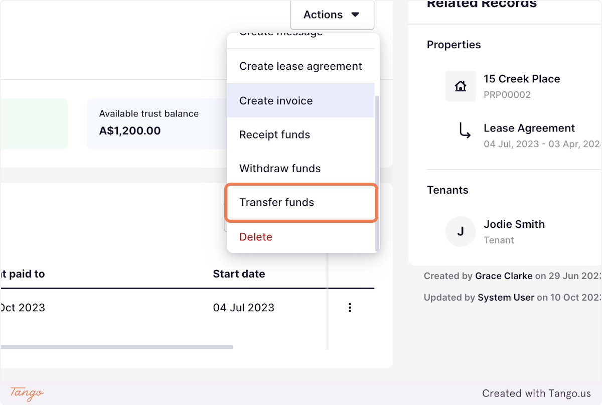 Click on Transfer funds