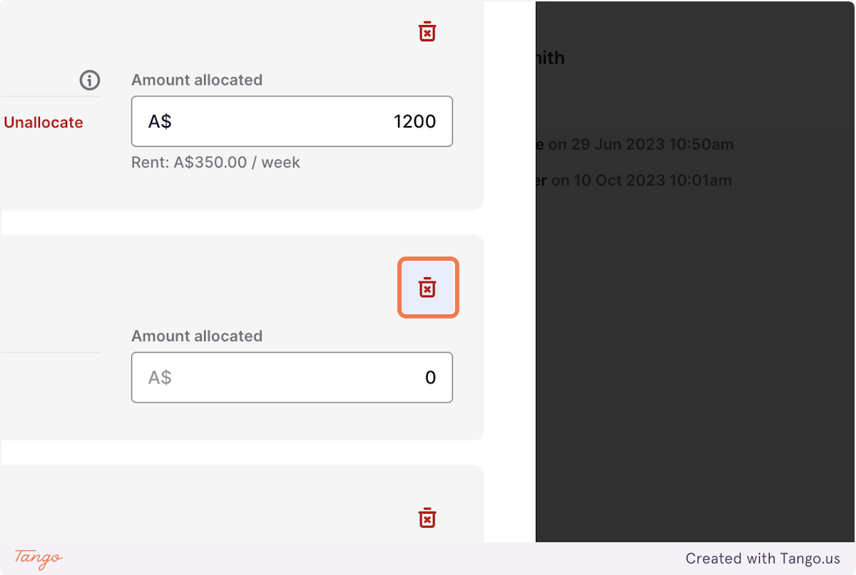 Click on Remove for any invoices that are not to be included in the transfer