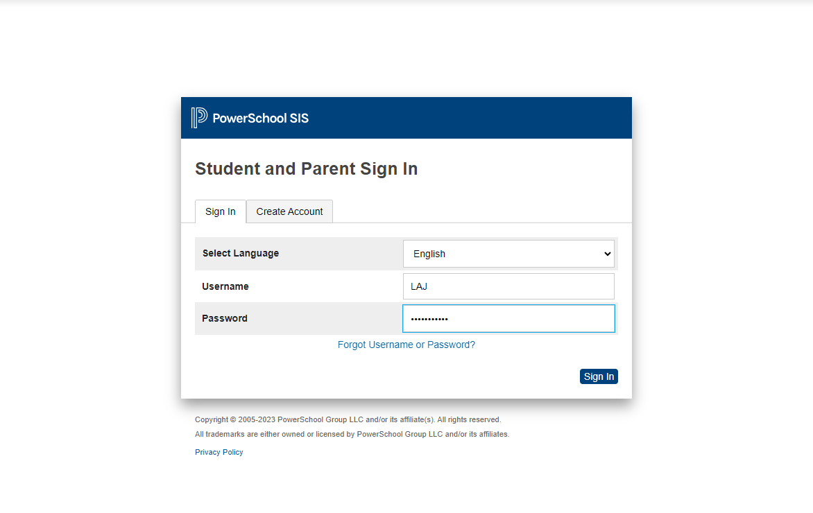 Enter your username and password the click 'Sign In'