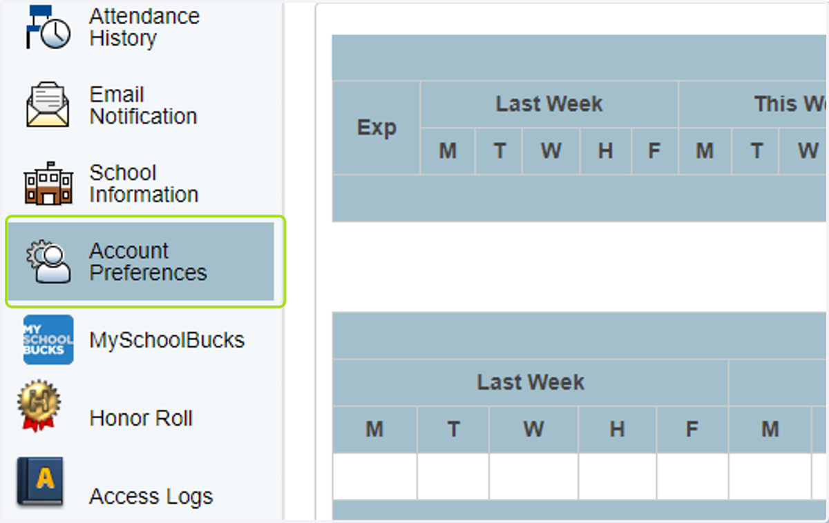 Go to Account Preferences to change your e-mail address, username or password and to ADD additional children to your account.