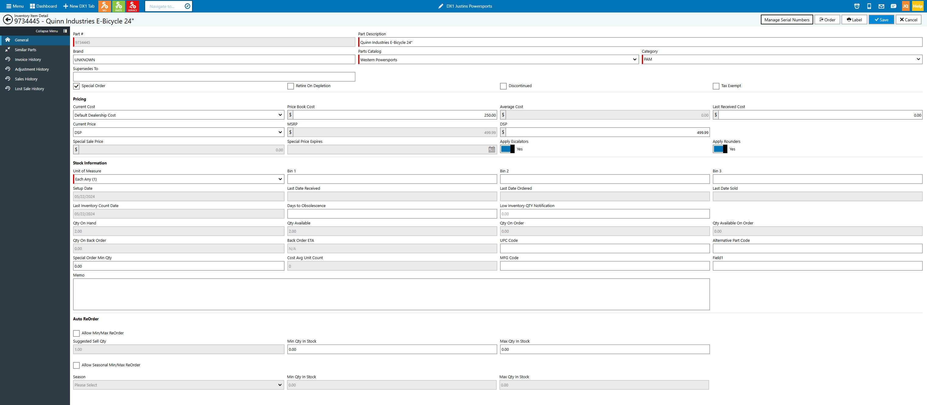 In our next step, we want to delete a Serial number. To do this click on Manage Serial Numbers button