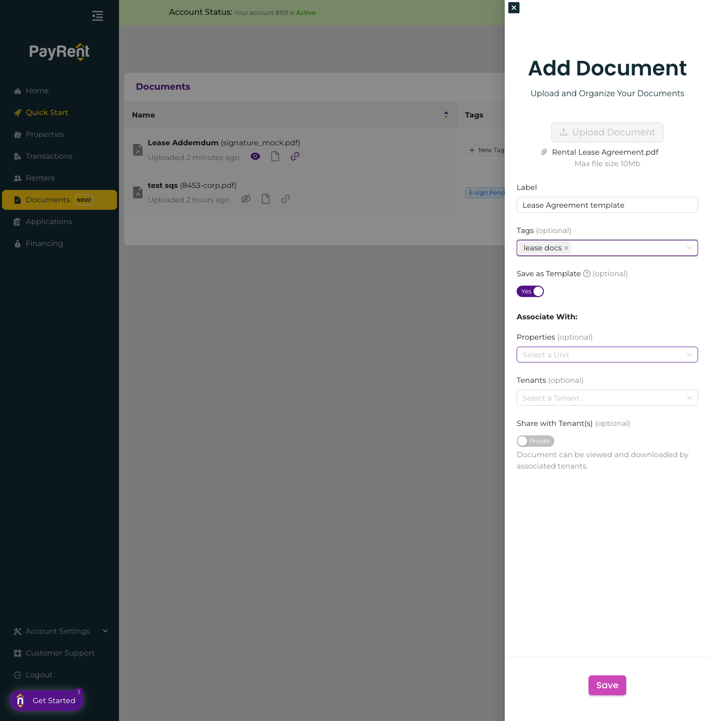 Optionally save the document as a template