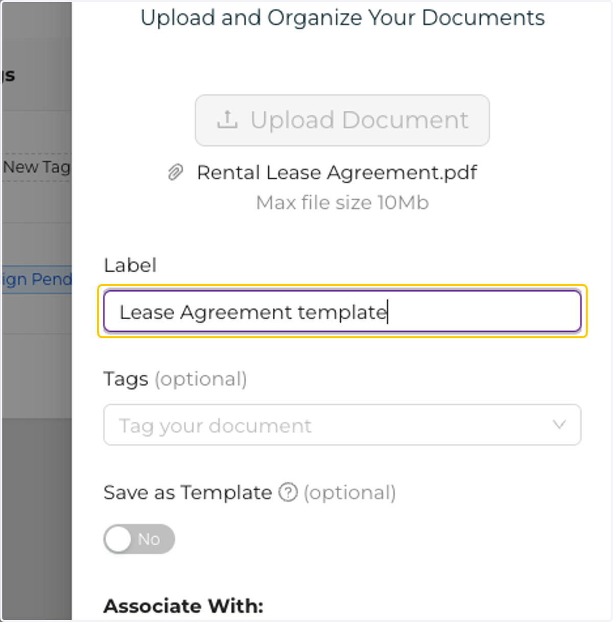 Add a label for the document