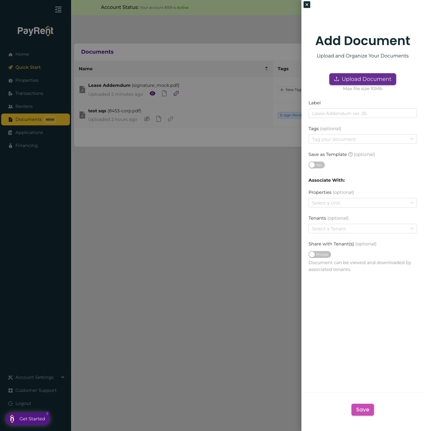 Click on Upload Document