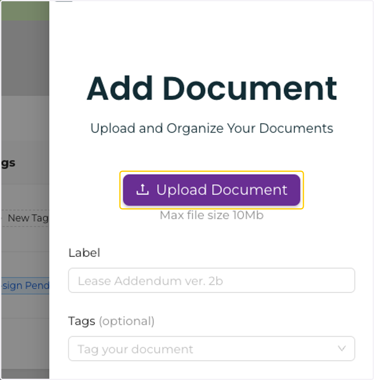 Click on Upload Document