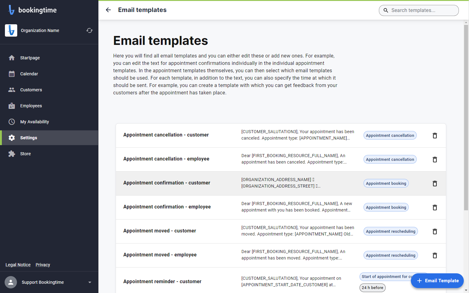 Choose an email template.