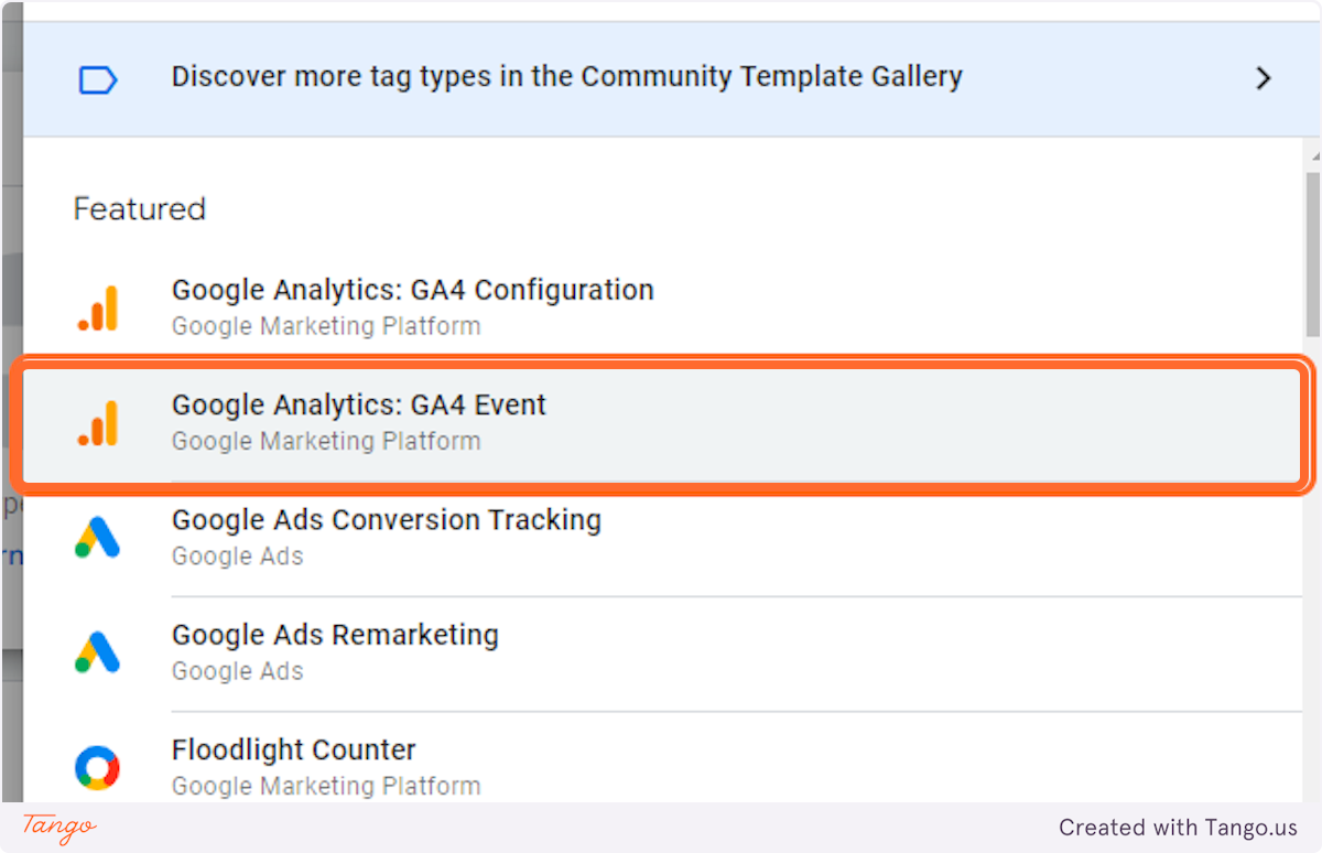 Click on Google Analytics: GA4 Event…