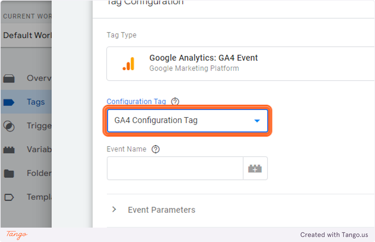 Select GA4 Configuration Tag from Configuration Tag 