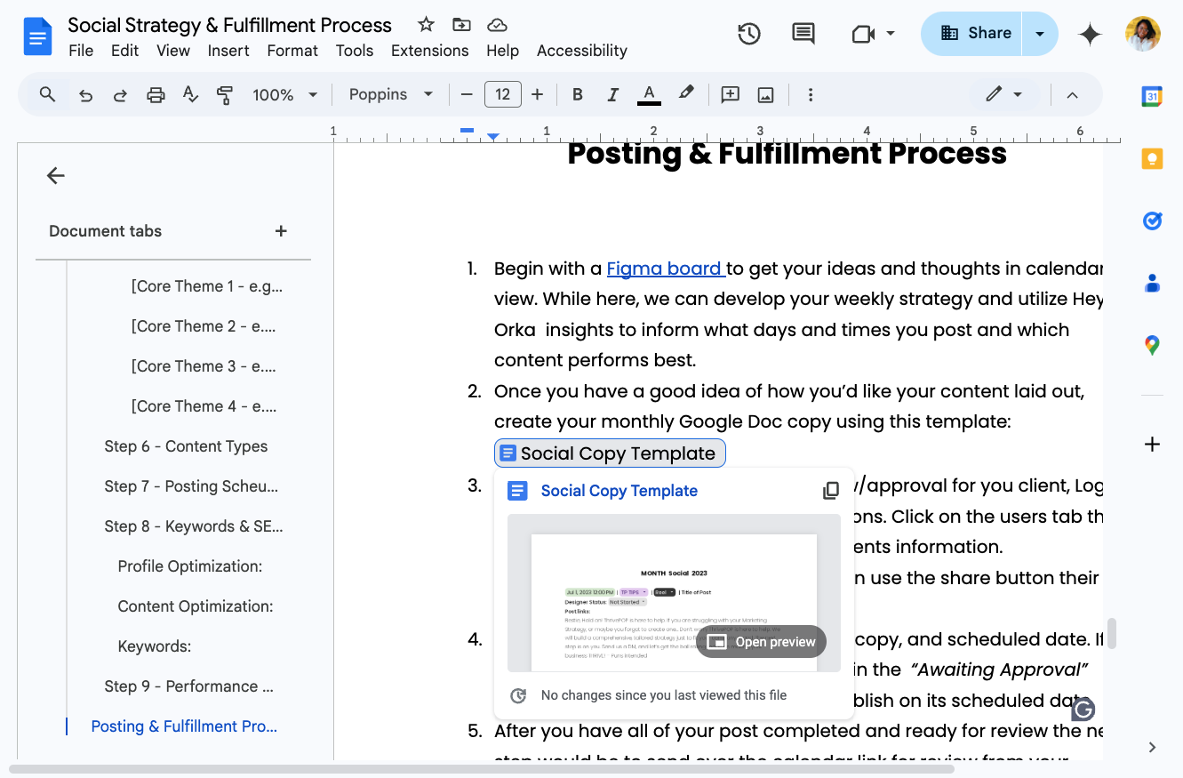 Click on the Social Copy Template