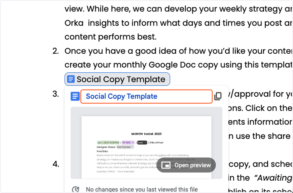 Click on the Social Copy Template