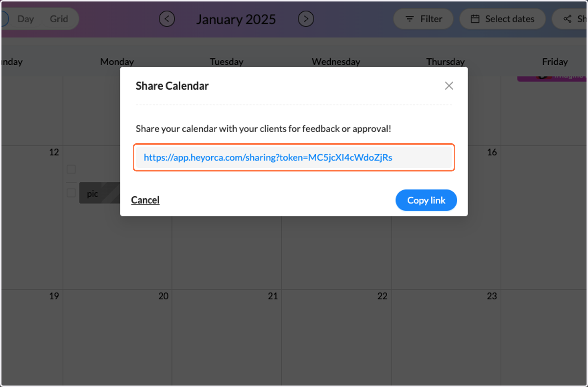 Click on https://app.heyorca.com/sharing?token=MC5jcXI4cWdoZjRs