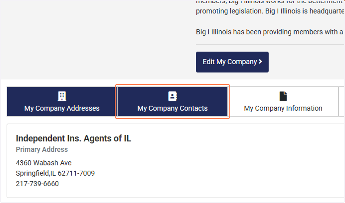 Then scroll to click on My Company Contacts