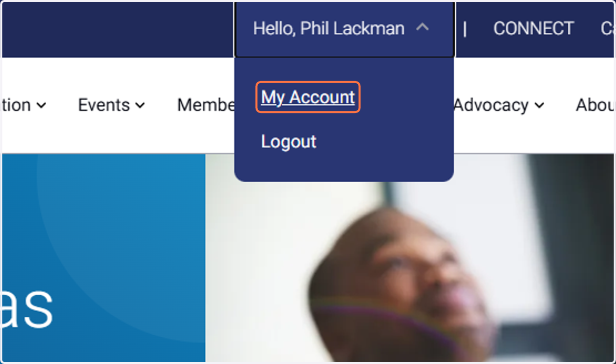 Click on your name at the top, then click My Account