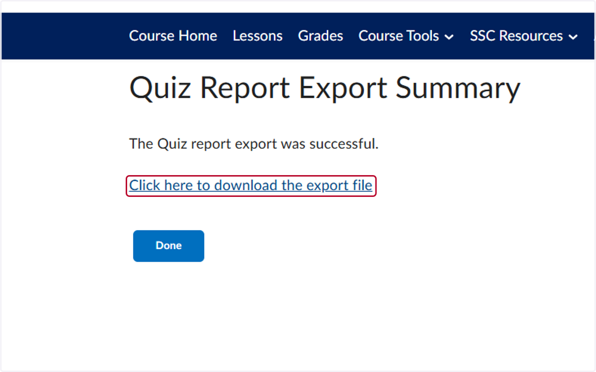 Click on Click here to download the export file