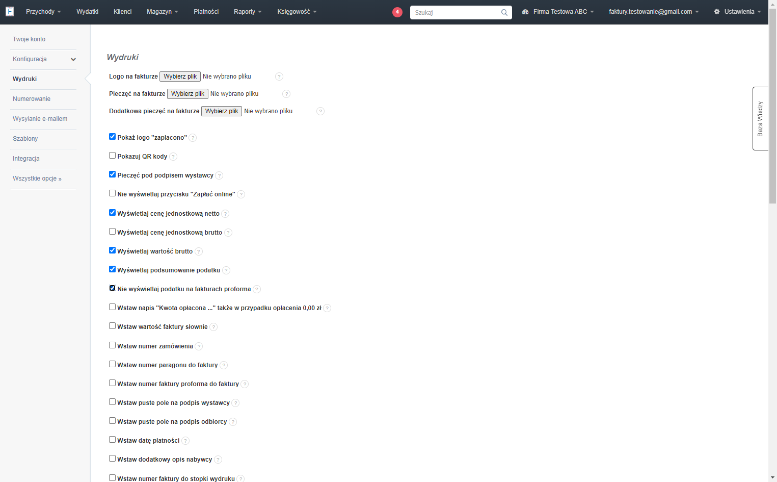 Zaznacz checkbox przy opcji 'Nie wyświetlaj podatku na fakturach proforma', jeśli nie chcesz by na wydruku widoczna była stawka podatku oraz wartość VAT.