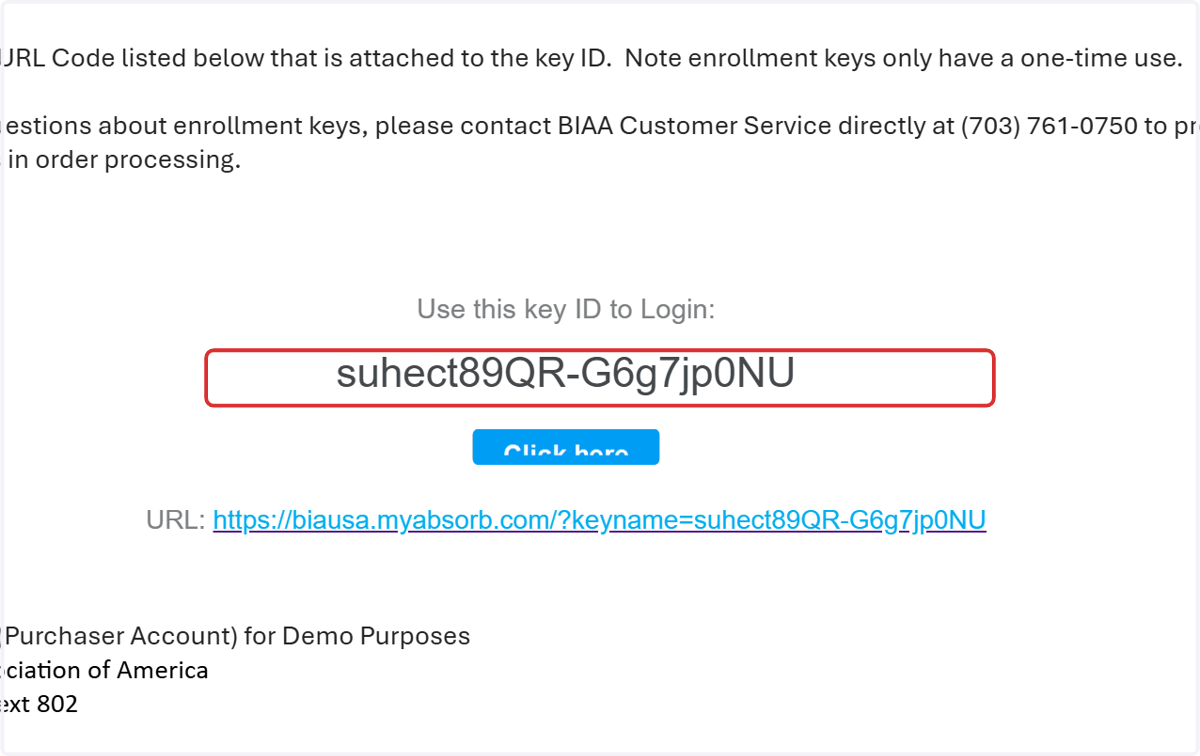 Copy the Enrollment Key OR Click the URL