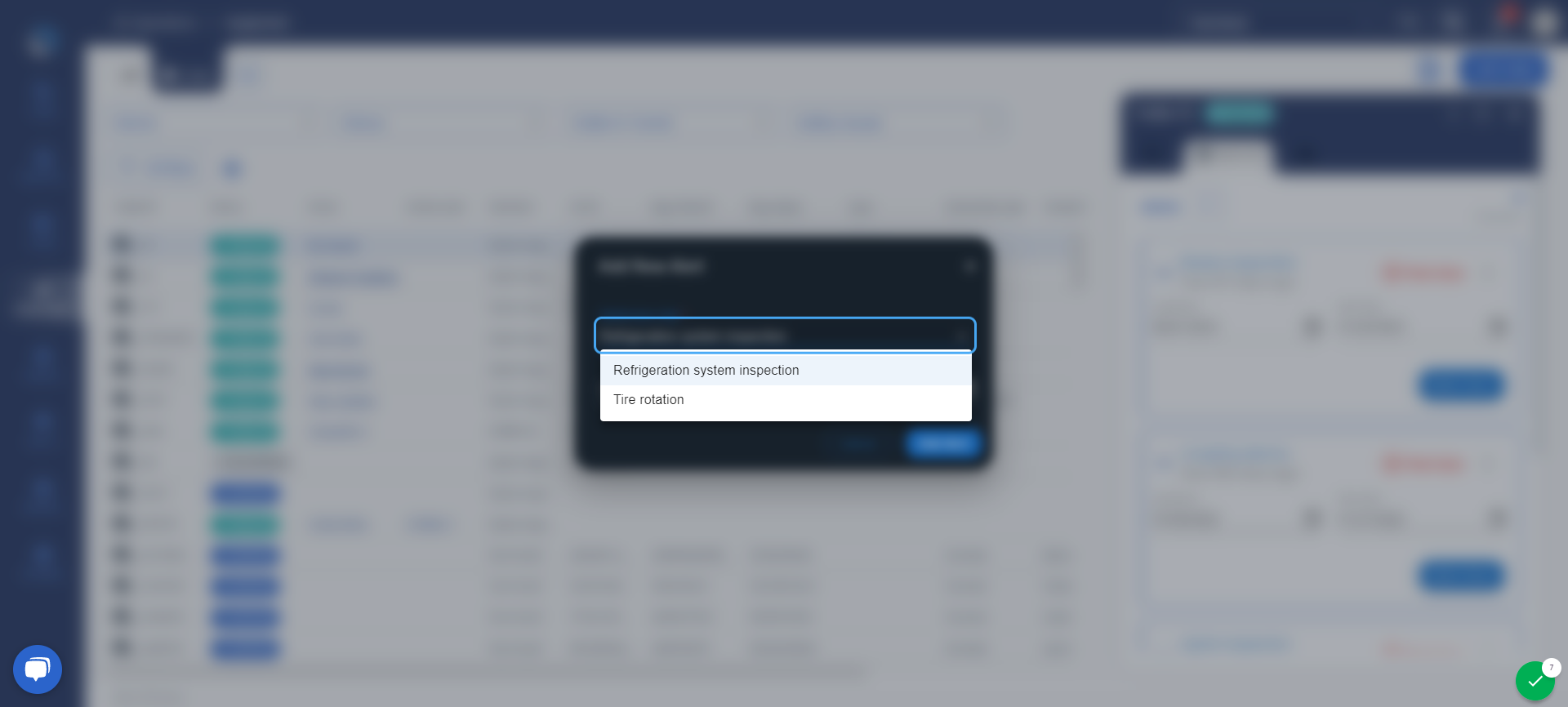 Select the inspection from the drop down menu