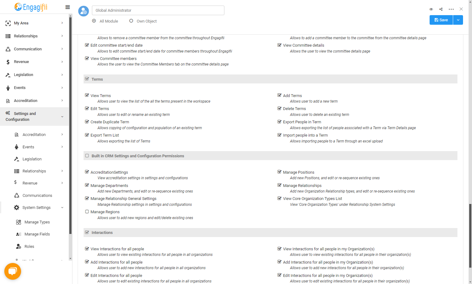 Scroll down and enable the Terms permissions you want enabled for this role. For this example, we're enabling all Terms permissions
