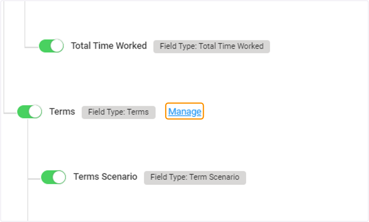 Now you're ready to create your first Terms. Click on Manage
