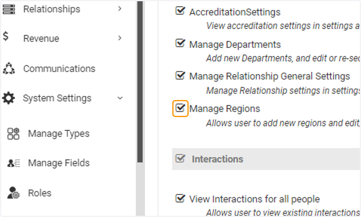 Scroll down and also enable "Manage Regions" so that you can create the regions used later as part of your term. Only do this if you reference your members in regions (like 1-10 or North & South).