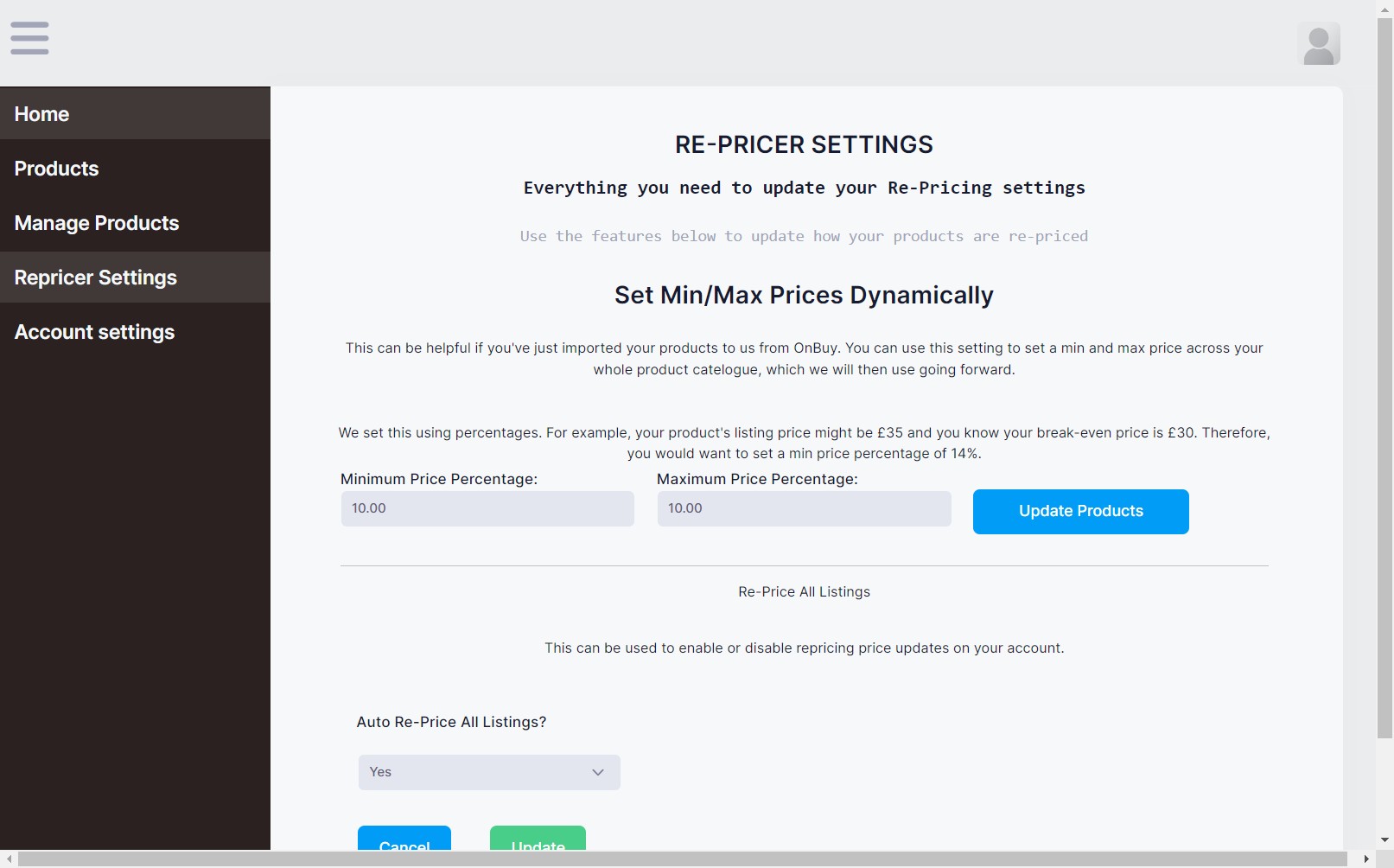 Allow up to an hour for the products to update, Click on Home to view the current listing statistics
