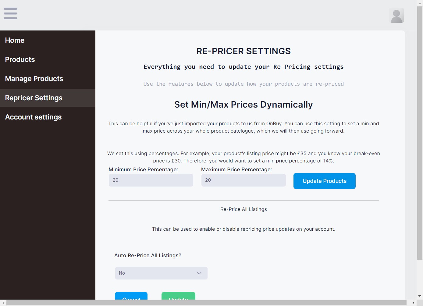 Click on Update Products