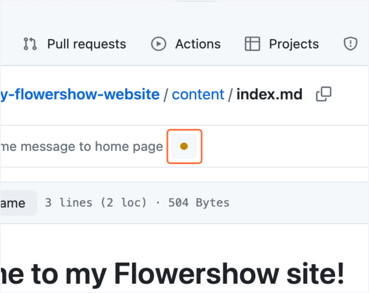 Click on the dot next to your commit message.