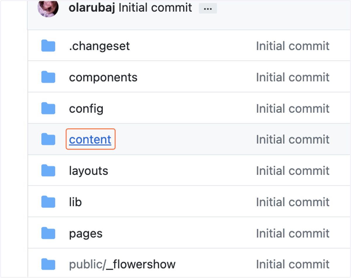 Click on the "content" folder.