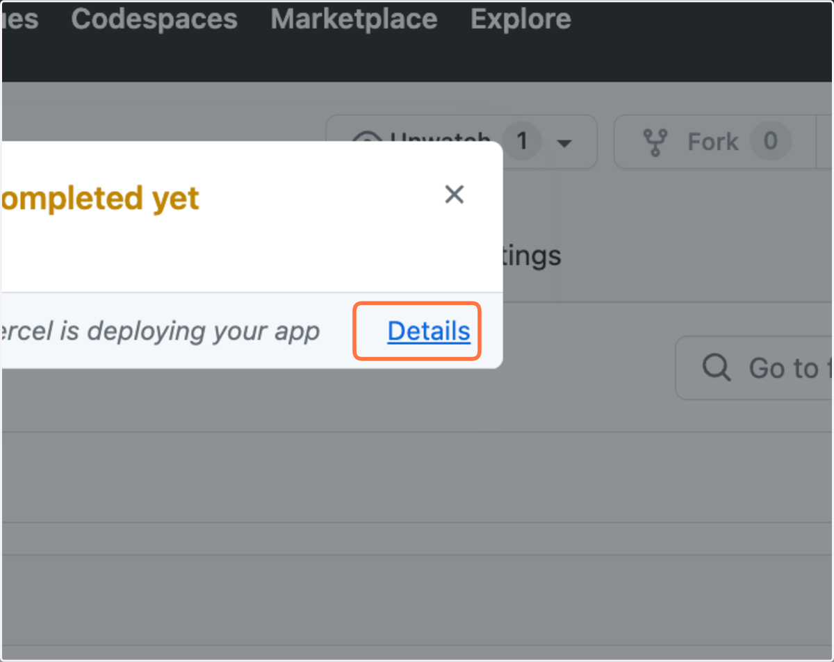 Click on "Details" to see the latest deployment status.