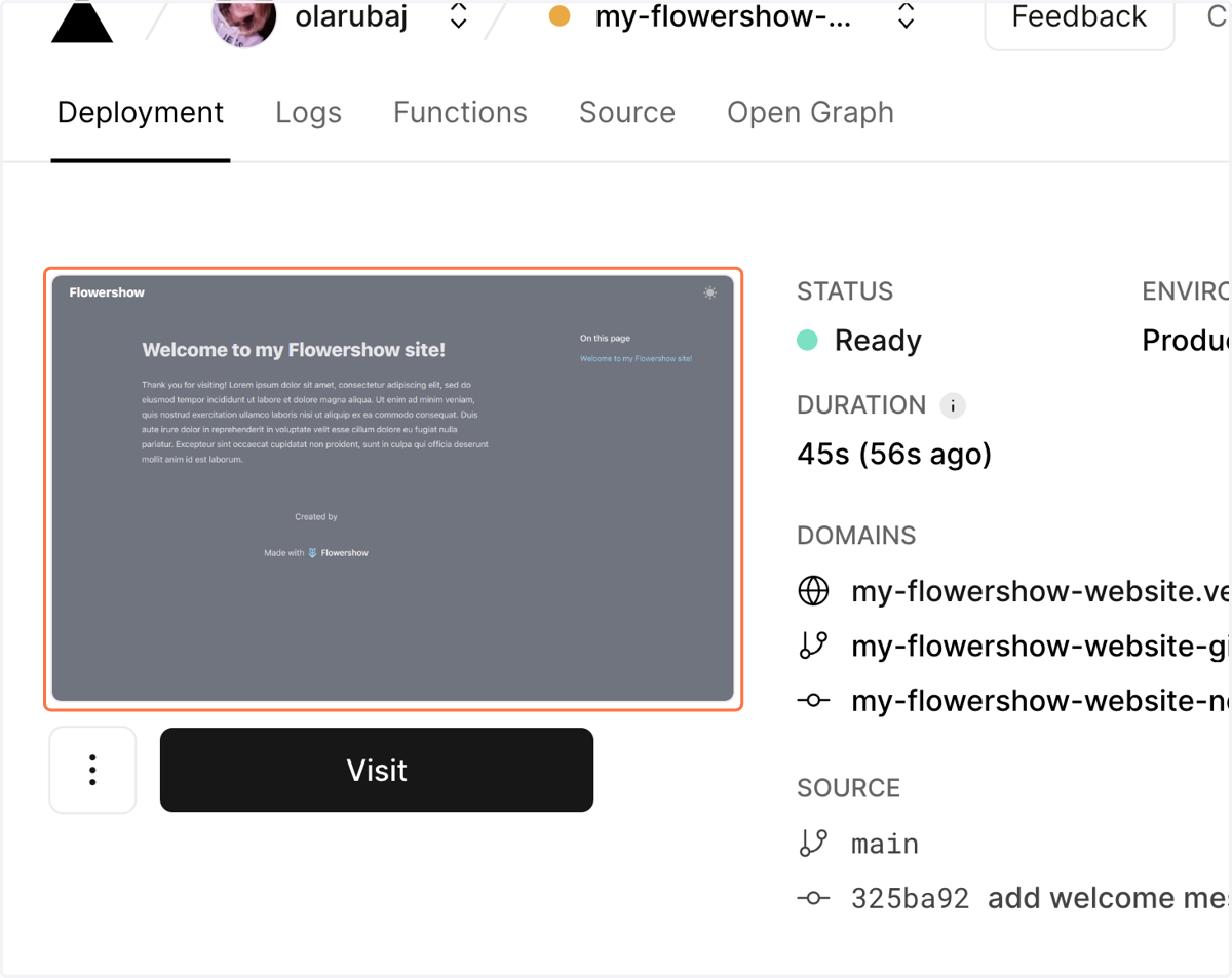 Once the site has been rebuilt, click the preview to see your changes live.