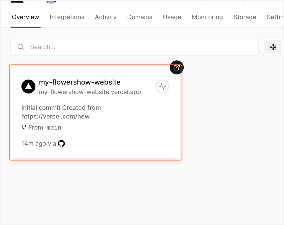 Under "Overview" tab, click on the website you wish to edit.