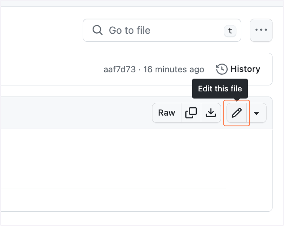 Click on "Edit this file" icon.