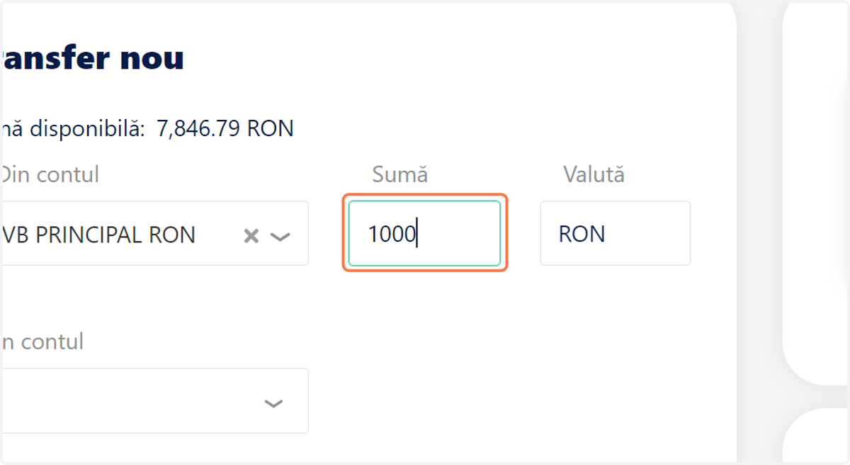 Introduci suma pe care vrei să o transferi
