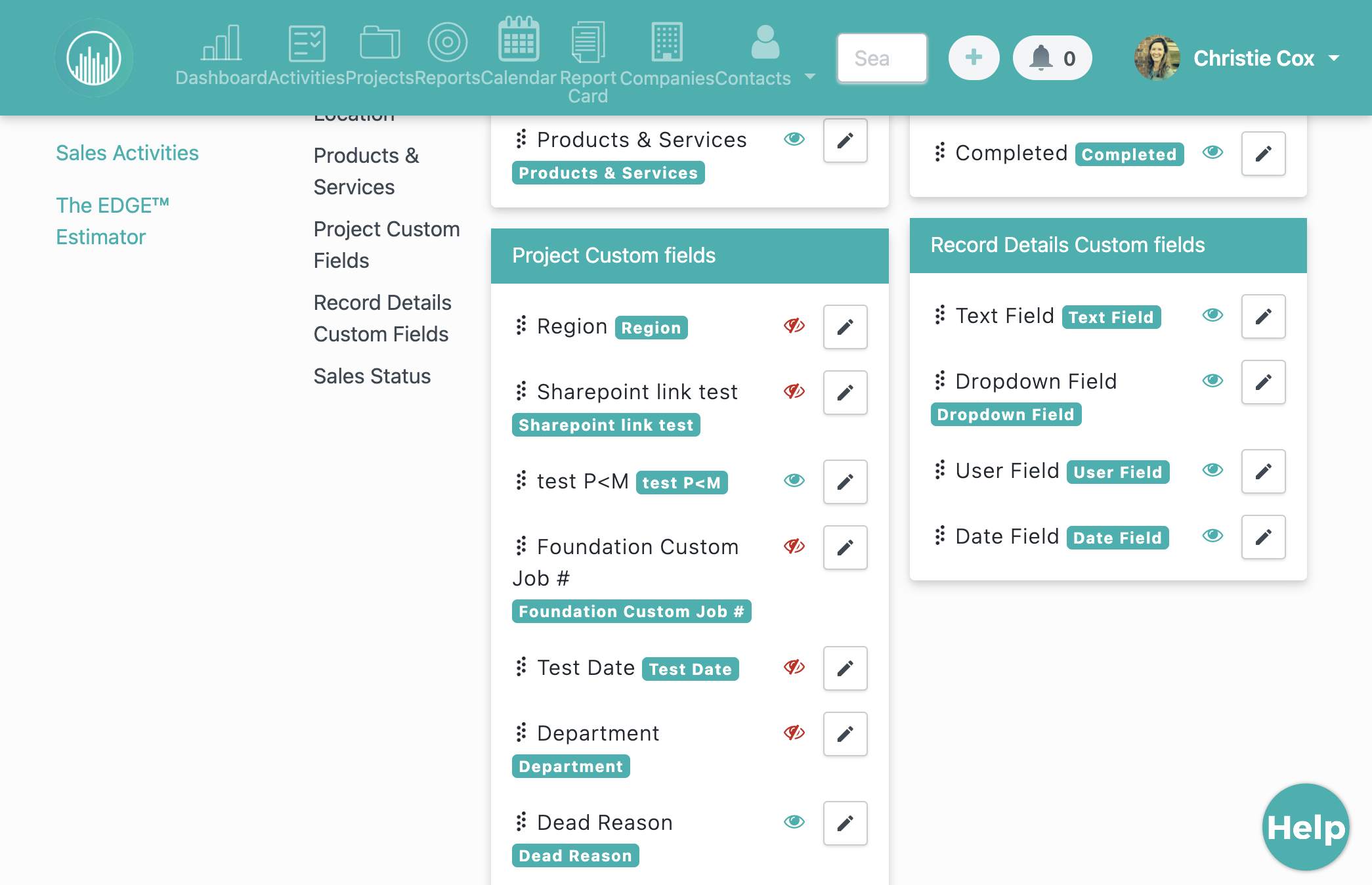 Scroll down to view all custom fields.