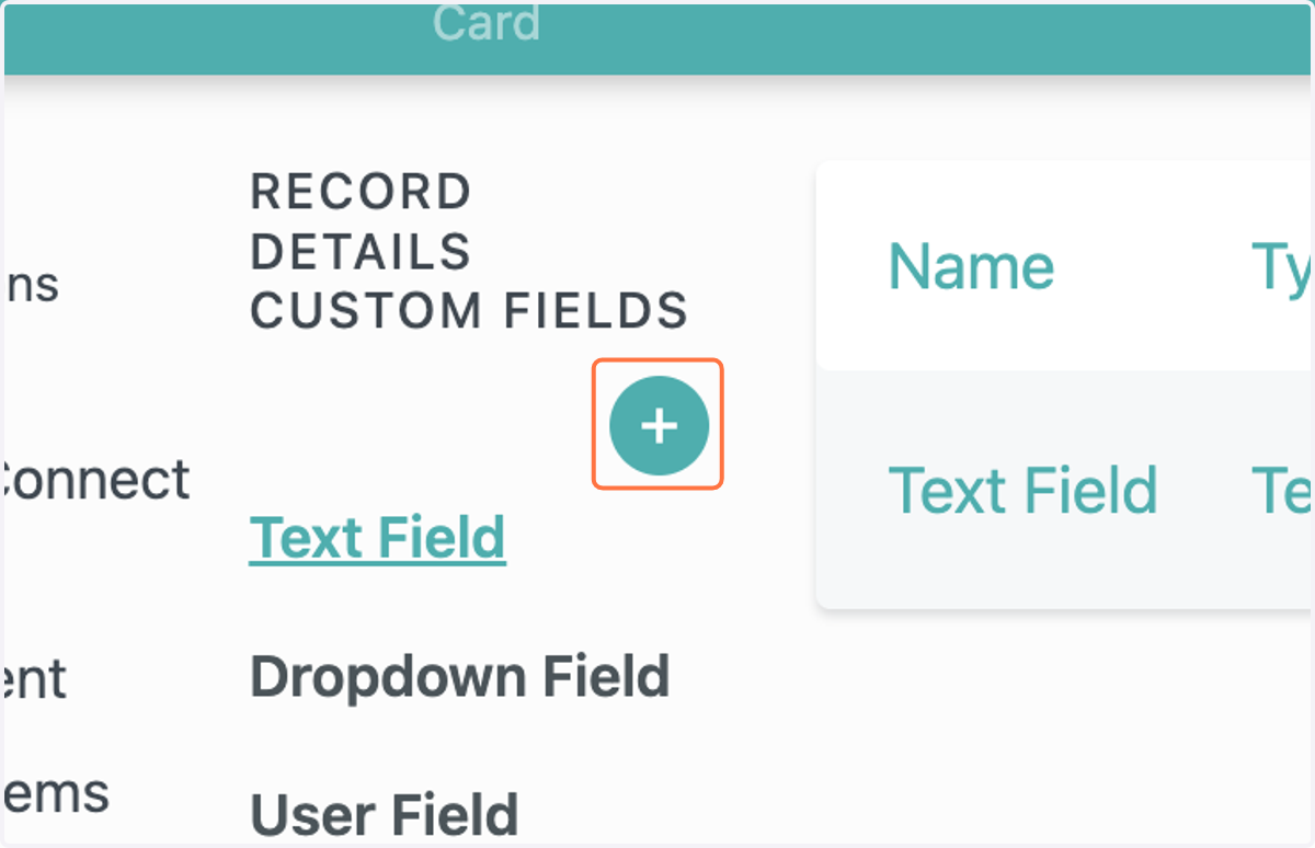 Click the plus sign to add a custom field