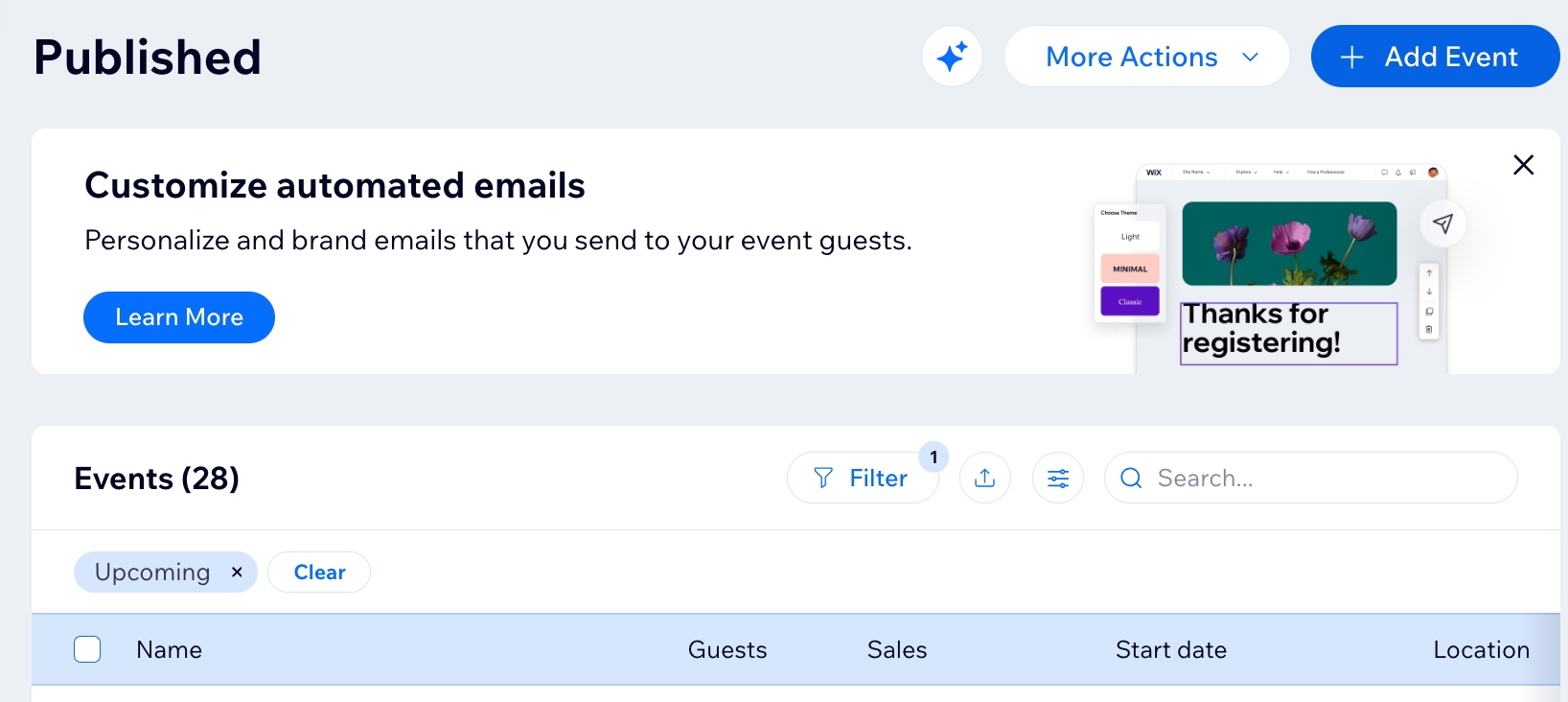 Click "add event" in the upper right corner