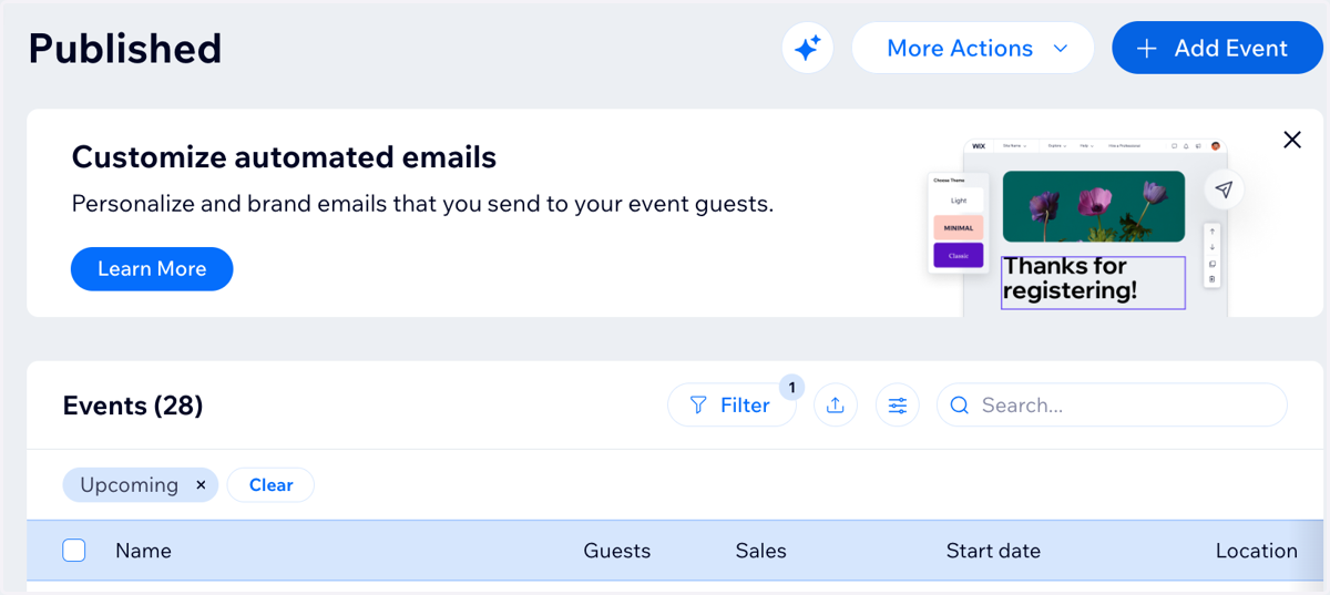 Click "add event" in the upper right corner