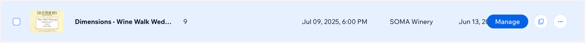 Once your event is published, you can click "manage" to make any changes.