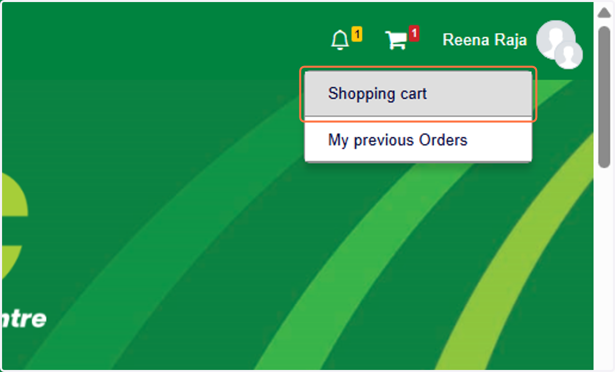 Click on the 'Shopping cart'.