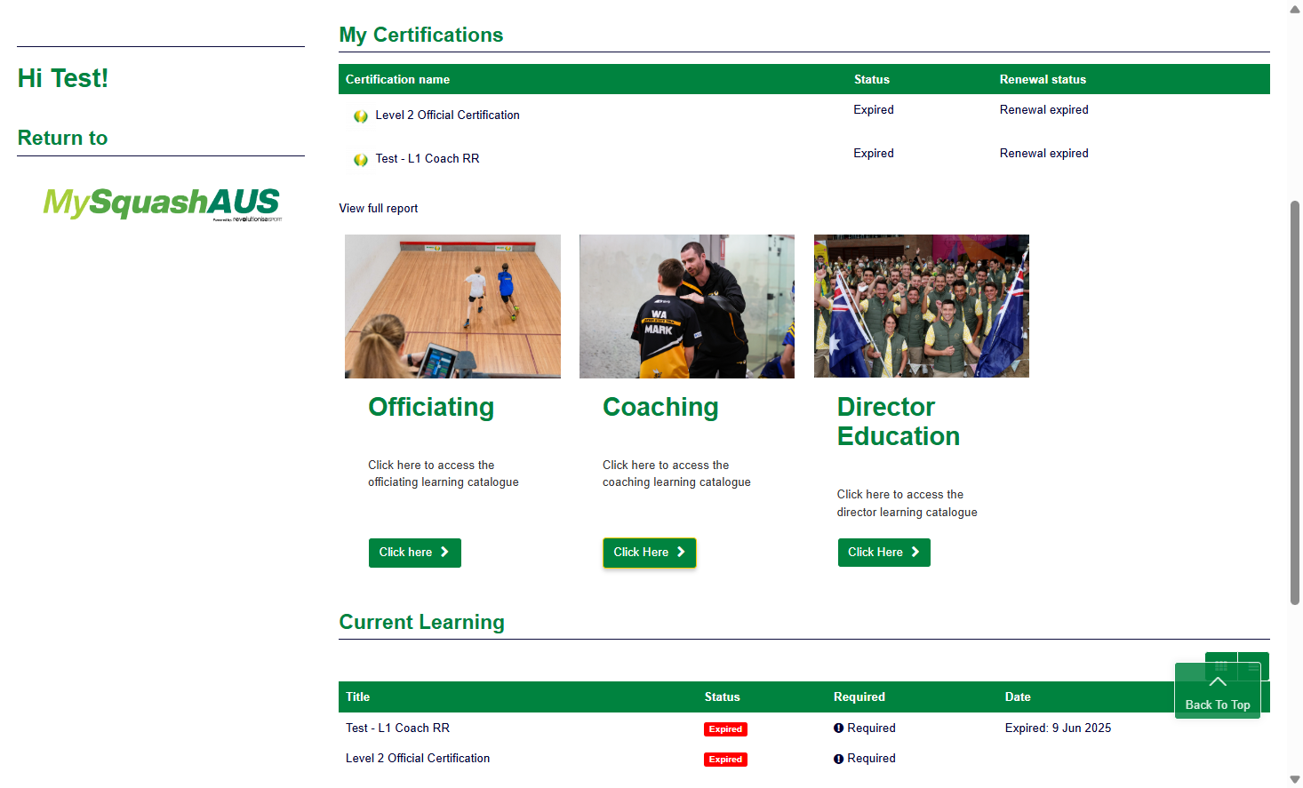 If you are registering for a coach certification, select 'Coaching'.