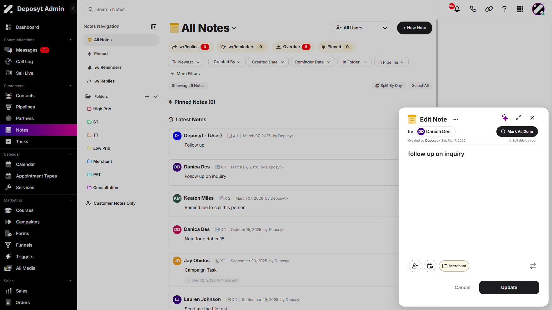 Step 7: You will then return to the selected notes pop-up window.